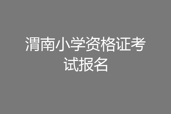 渭南小学资格证考试报名
