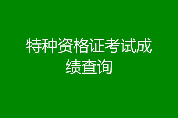 特种资格证考试成绩查询