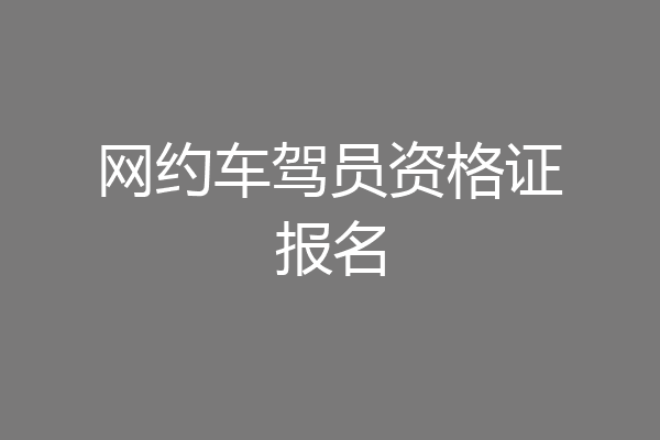 网约车驾员资格证报名