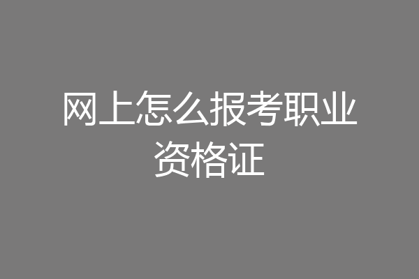 网上怎么报考职业资格证