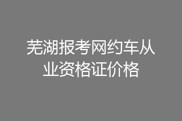 芜湖报考网约车从业资格证价格