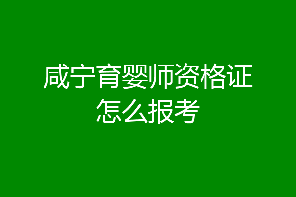 咸宁育婴师资格证怎么报考