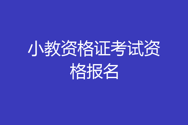 小教资格证考试资格报名