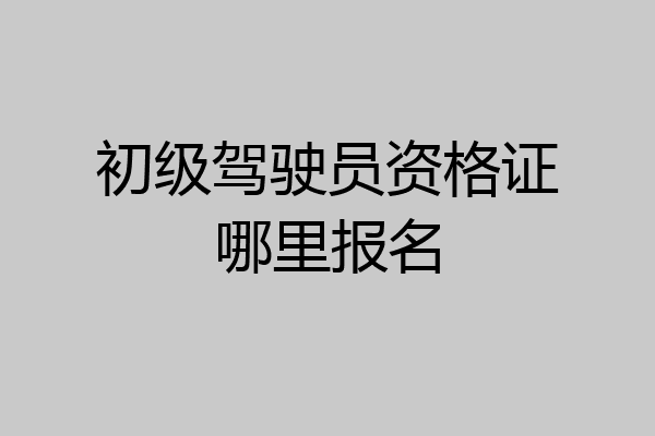 初级驾驶员资格证哪里报名