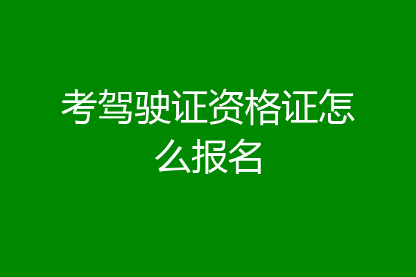 考驾驶证资格证怎么报名