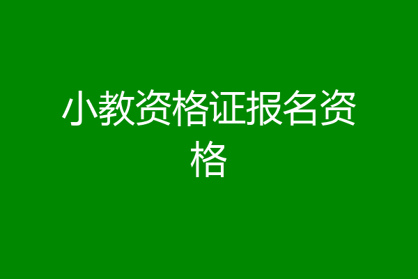 小教资格证报名资格