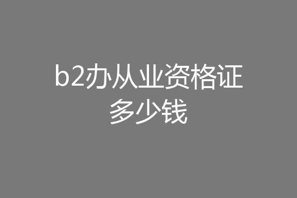 b2办从业资格证多少钱