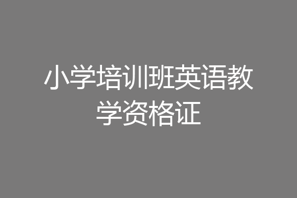 小学培训班英语教学资格证
