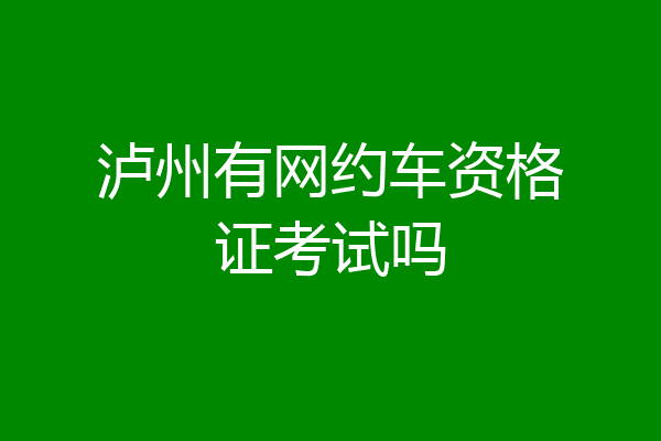 泸州有网约车资格证考试吗