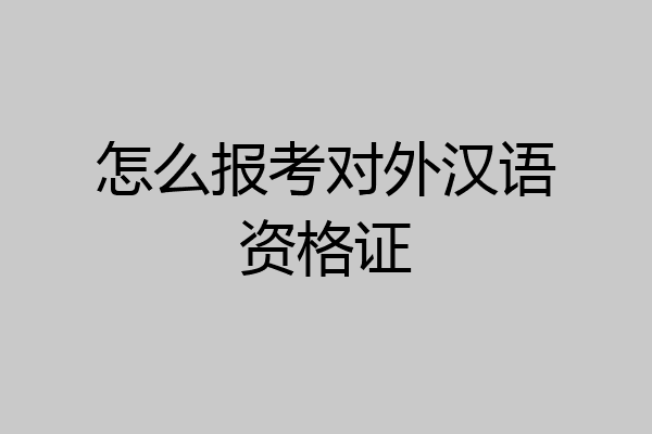 怎么报考对外汉语资格证