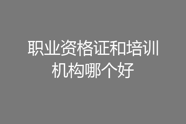 职业资格证和培训机构哪个好