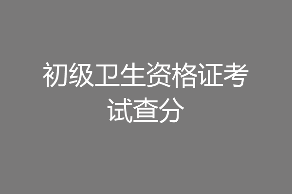 初级卫生资格证考试查分