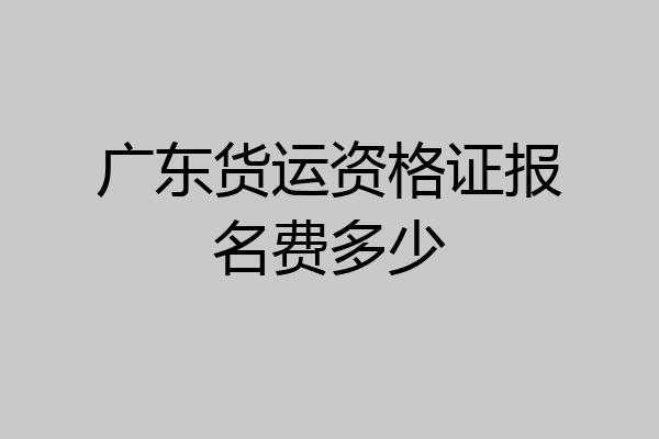 广东货运资格证报名费多少