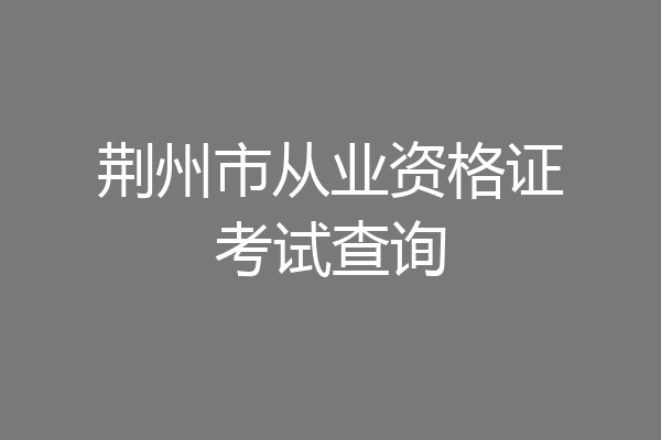 荆州市从业资格证考试查询