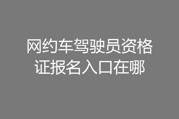 网约车驾驶员资格证报名入口在哪