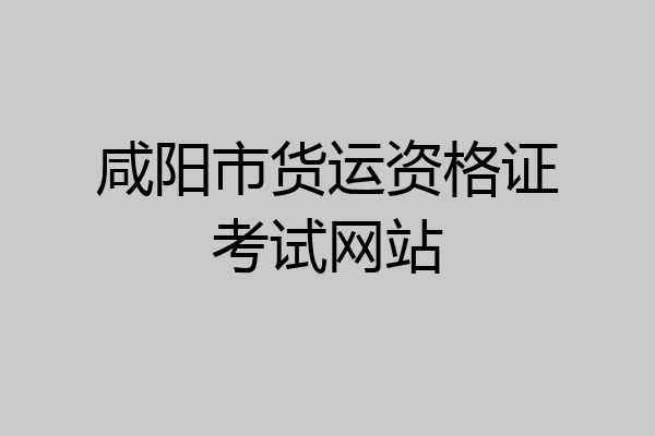 咸阳市货运资格证考试网站
