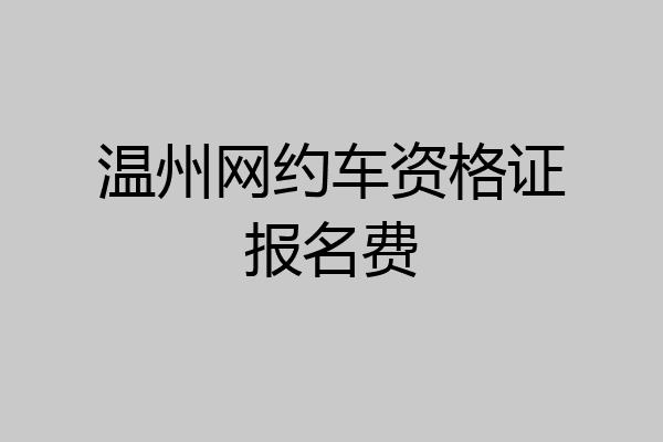 温州网约车资格证报名费