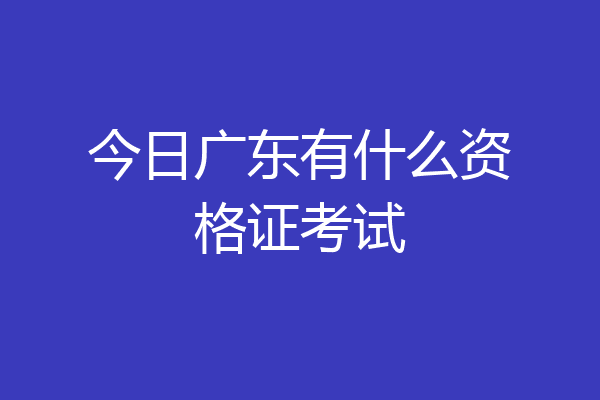 今日广东有什么资格证考试