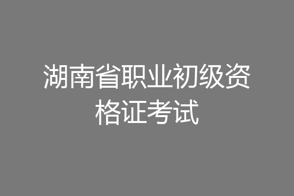 湖南省职业初级资格证考试