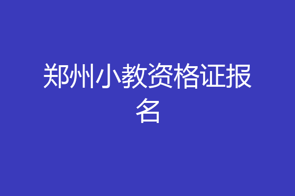 郑州小教资格证报名