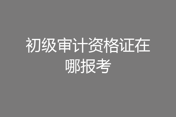 初级审计资格证在哪报考