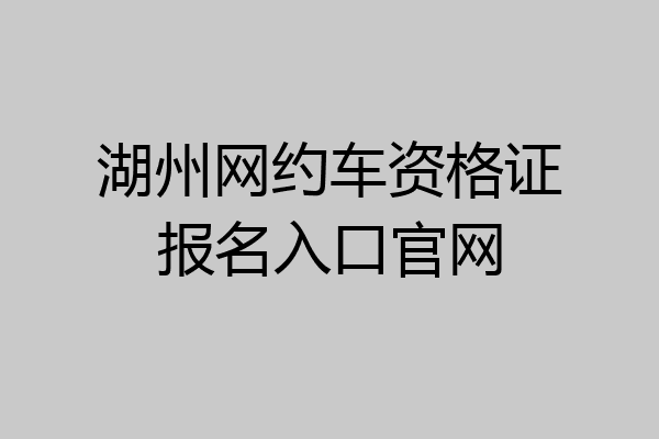 湖州网约车资格证报名入口官网