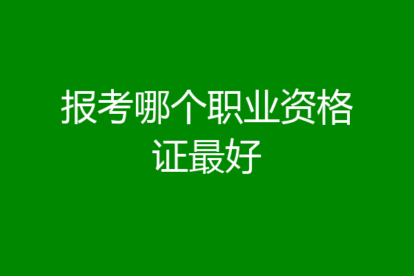 报考哪个职业资格证最好