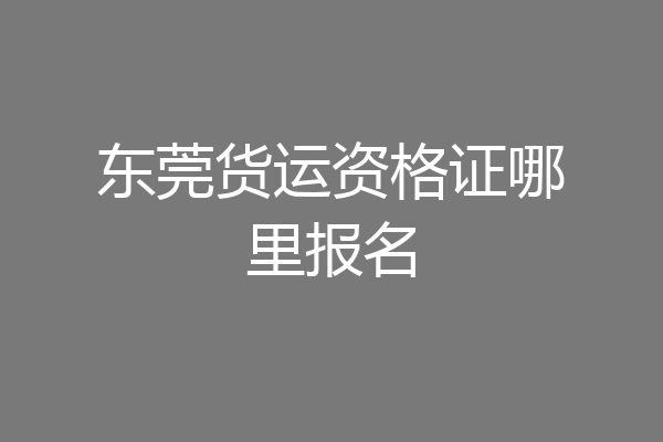东莞货运资格证哪里报名