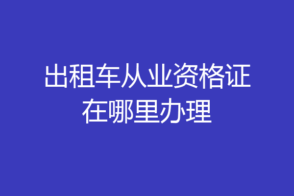 出租车从业资格证在哪里办理