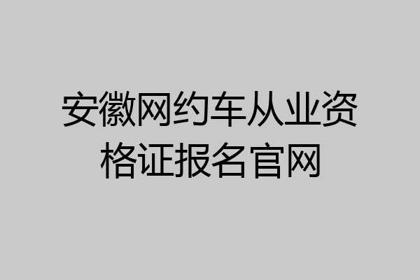 安徽网约车从业资格证报名官网