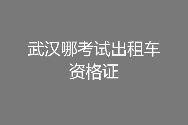 武汉哪考试出租车资格证