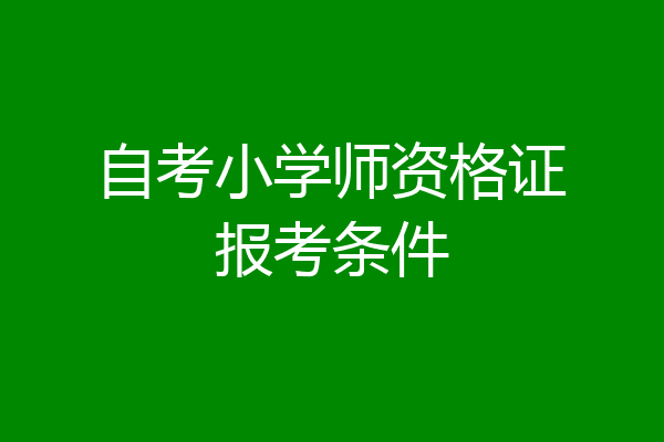自考小学师资格证报考条件