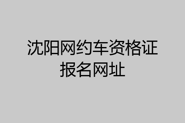 沈阳网约车资格证报名网址