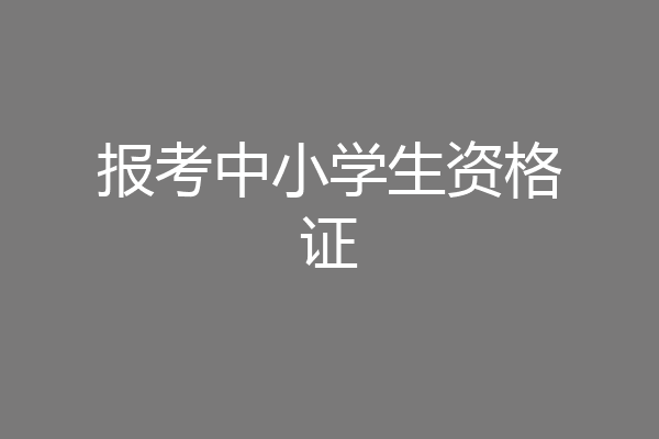 报考中小学生资格证