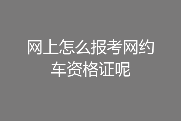 网上怎么报考网约车资格证呢