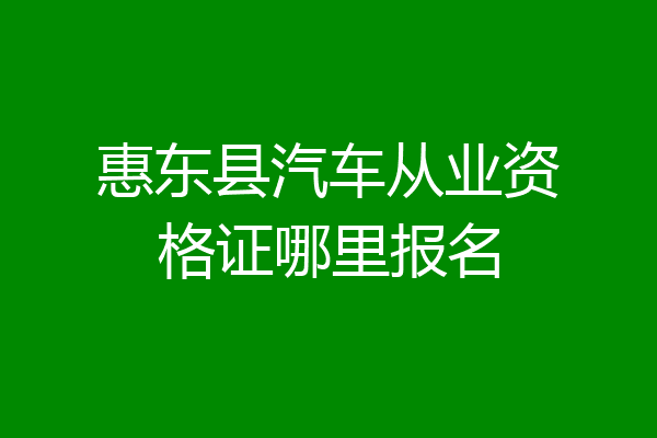 惠东县汽车从业资格证哪里报名