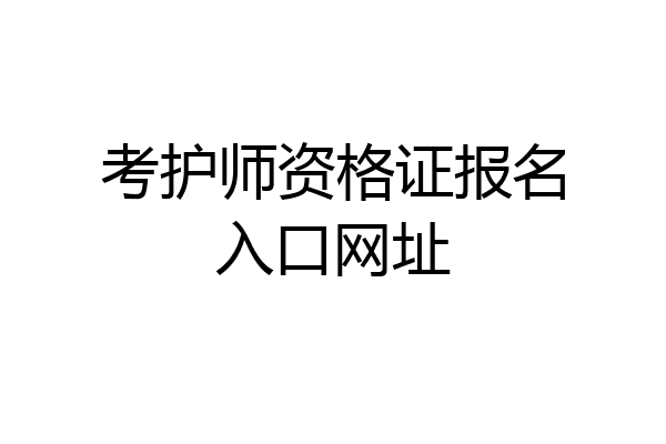 考护师资格证报名入口网址