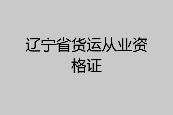 辽宁省货运从业资格证