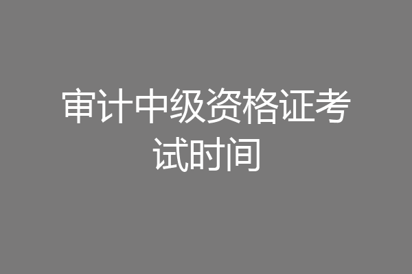 审计中级资格证考试时间
