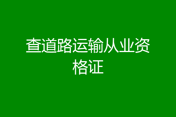 查道路运输从业资格证