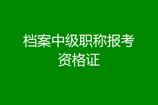 档案中级职称报考资格证