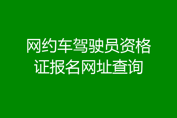 网约车驾驶员资格证报名网址查询