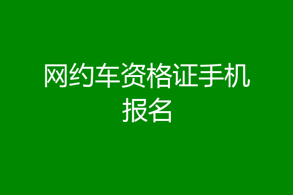 网约车资格证手机报名