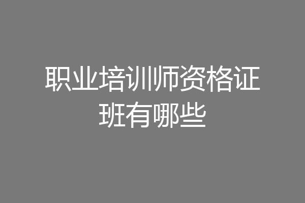 职业培训师资格证班有哪些