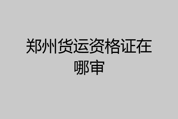 郑州货运资格证在哪审