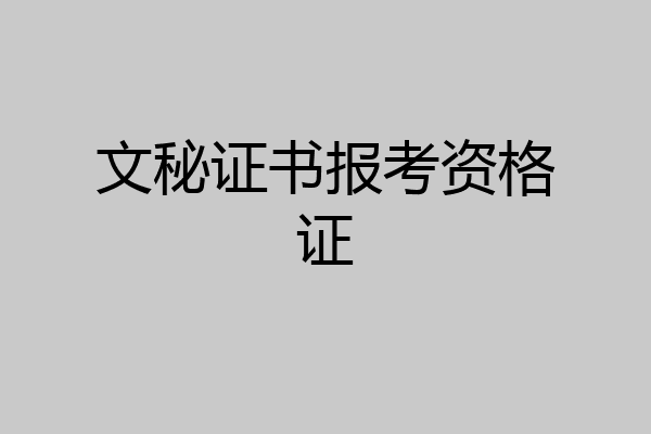 文秘证书报考资格证