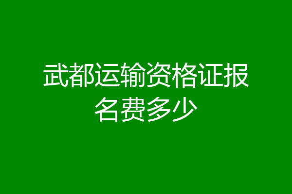 武都运输资格证报名费多少