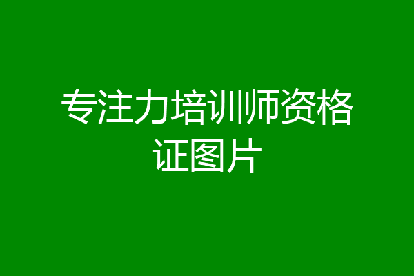 专注力培训师资格证图片
