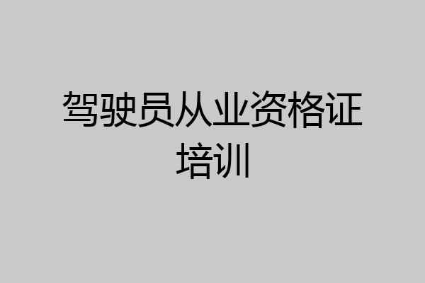 驾驶员从业资格证培训