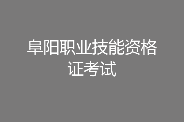 阜阳职业技能资格证考试